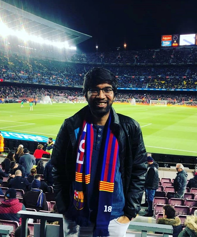 Watching FC Barcelona's match at Camp Nou, Barcelona